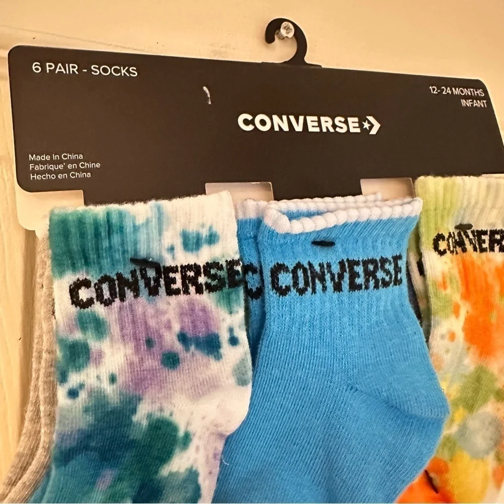 NWT Converse Tie Dye Newborn Crew Socks Pack of Six